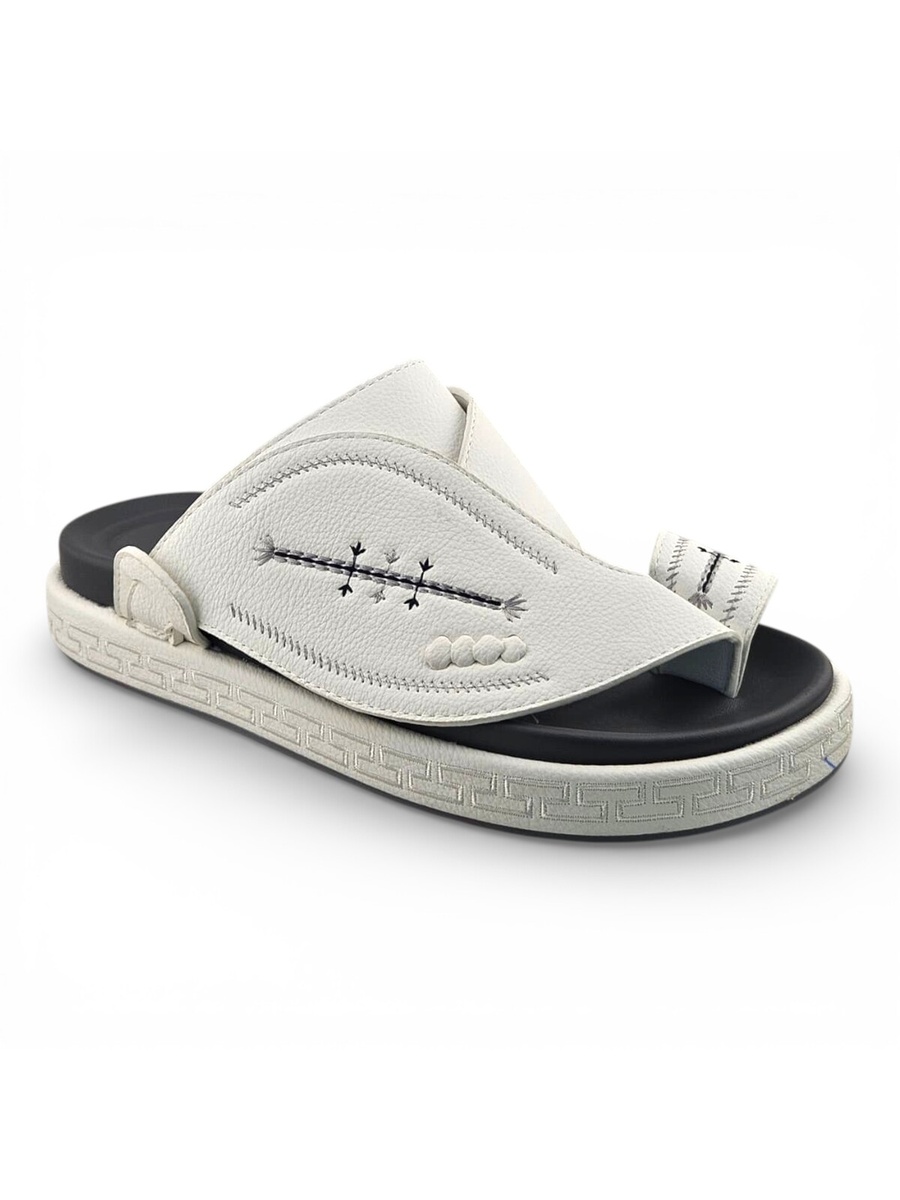 Men White Leather Casual Sandals