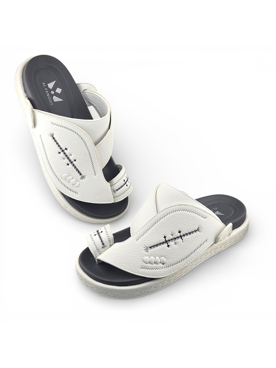 Men White Leather Casual Sandals