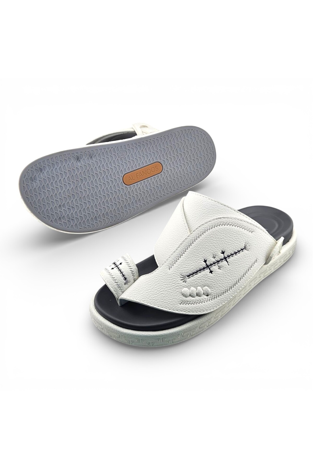 Men White Leather Casual Sandals