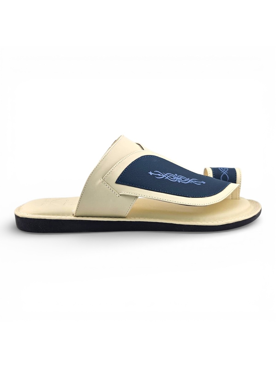 Men Light Blue Arabic Sandals with Embroidered Design