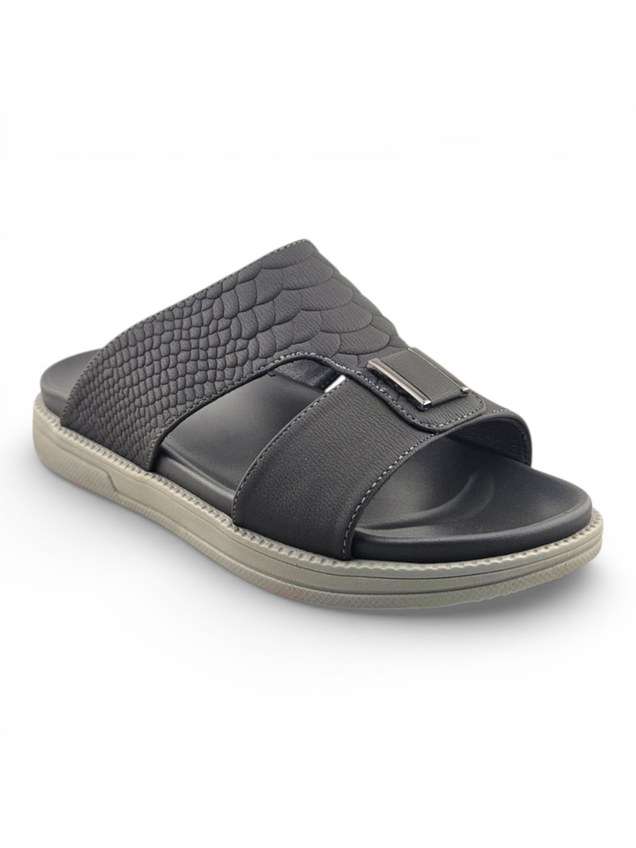 Men Grey Textured Comfort Sandals