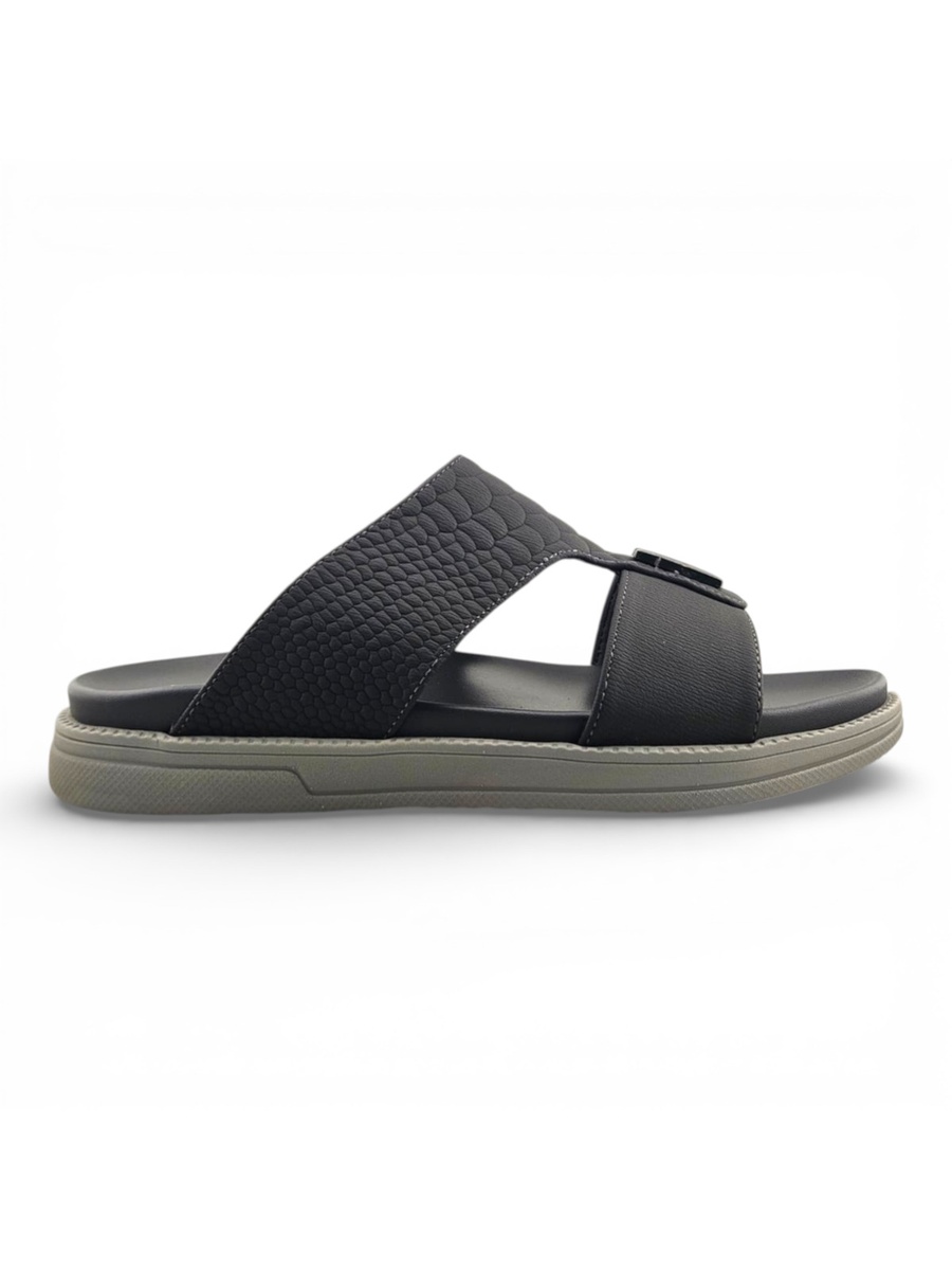 Men Grey Textured Comfort Sandals