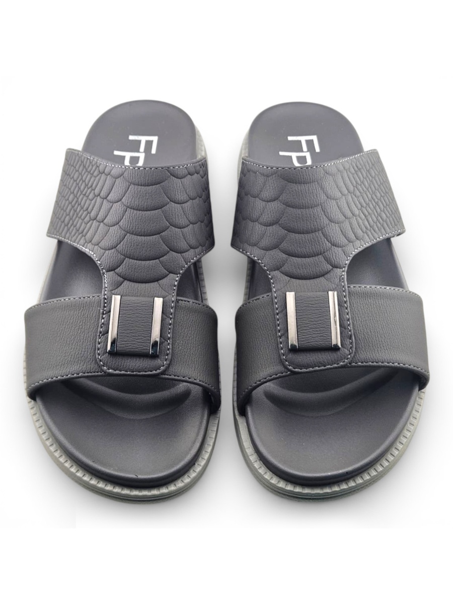 Men Grey Textured Comfort Sandals