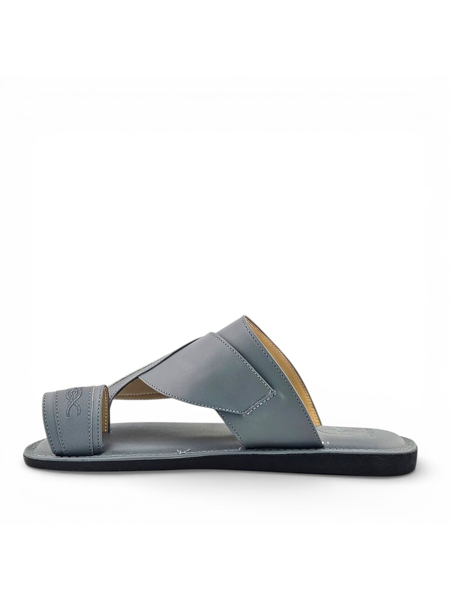 Men Grey Leather Arabic Sandals - Classic and Comfortable