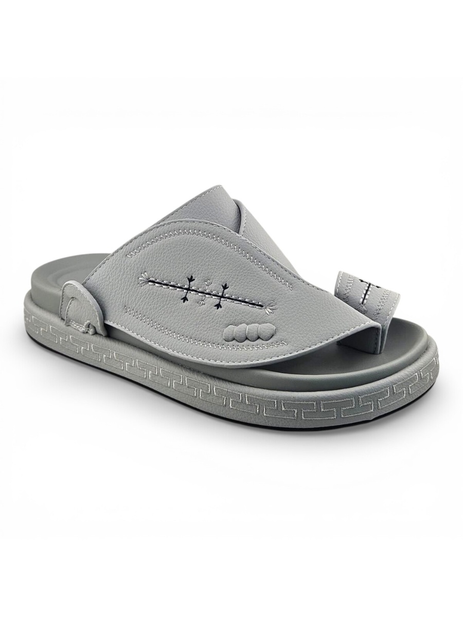 Men Grey Casual Sandals with Embossed Design