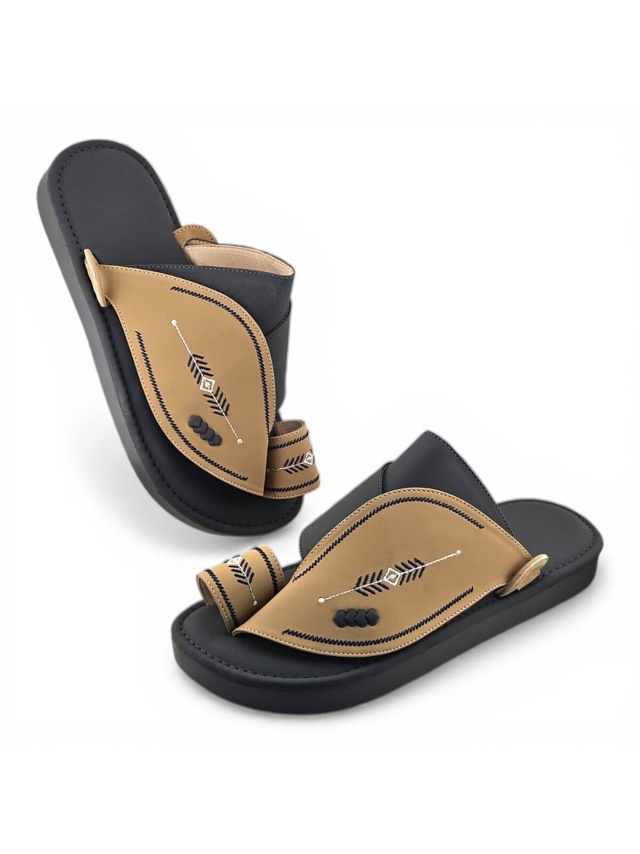 Men Beige Emirati Sandals - Classic Arabian Style