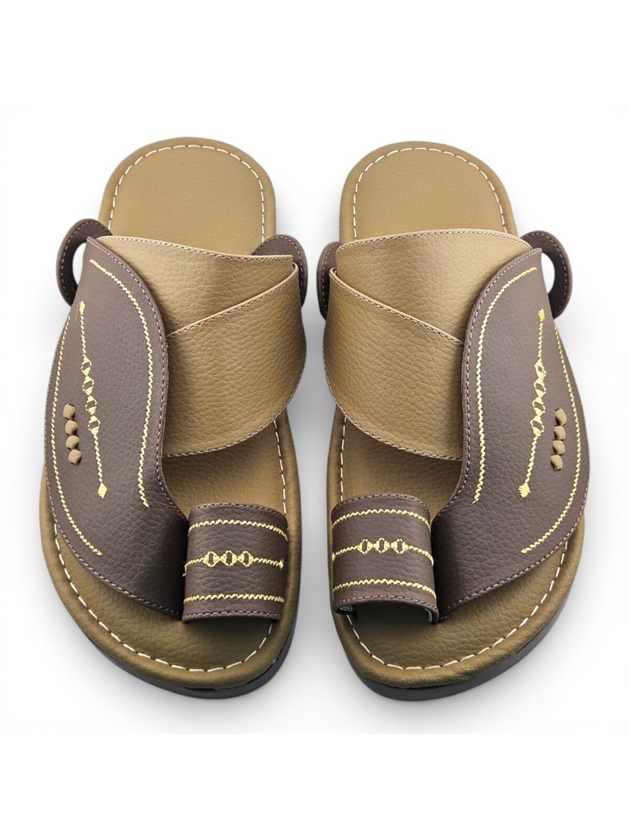 Men Brown Leather Thobe Sandals