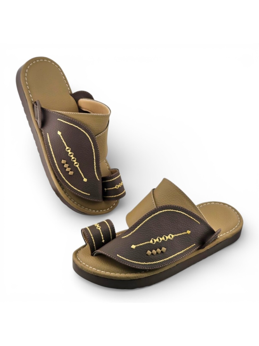 Men Brown Leather Thobe Sandals