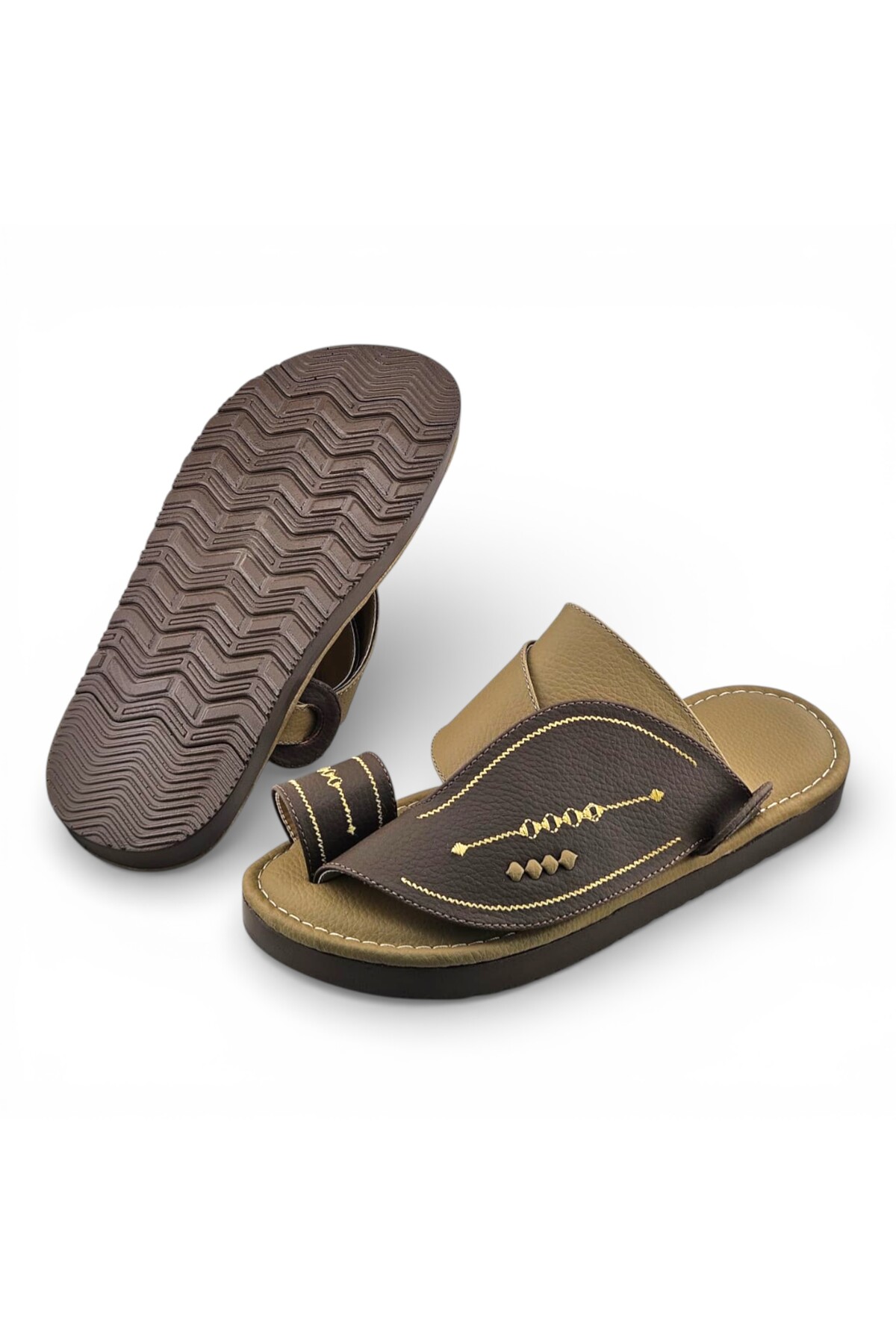 Men Brown Leather Thobe Sandals