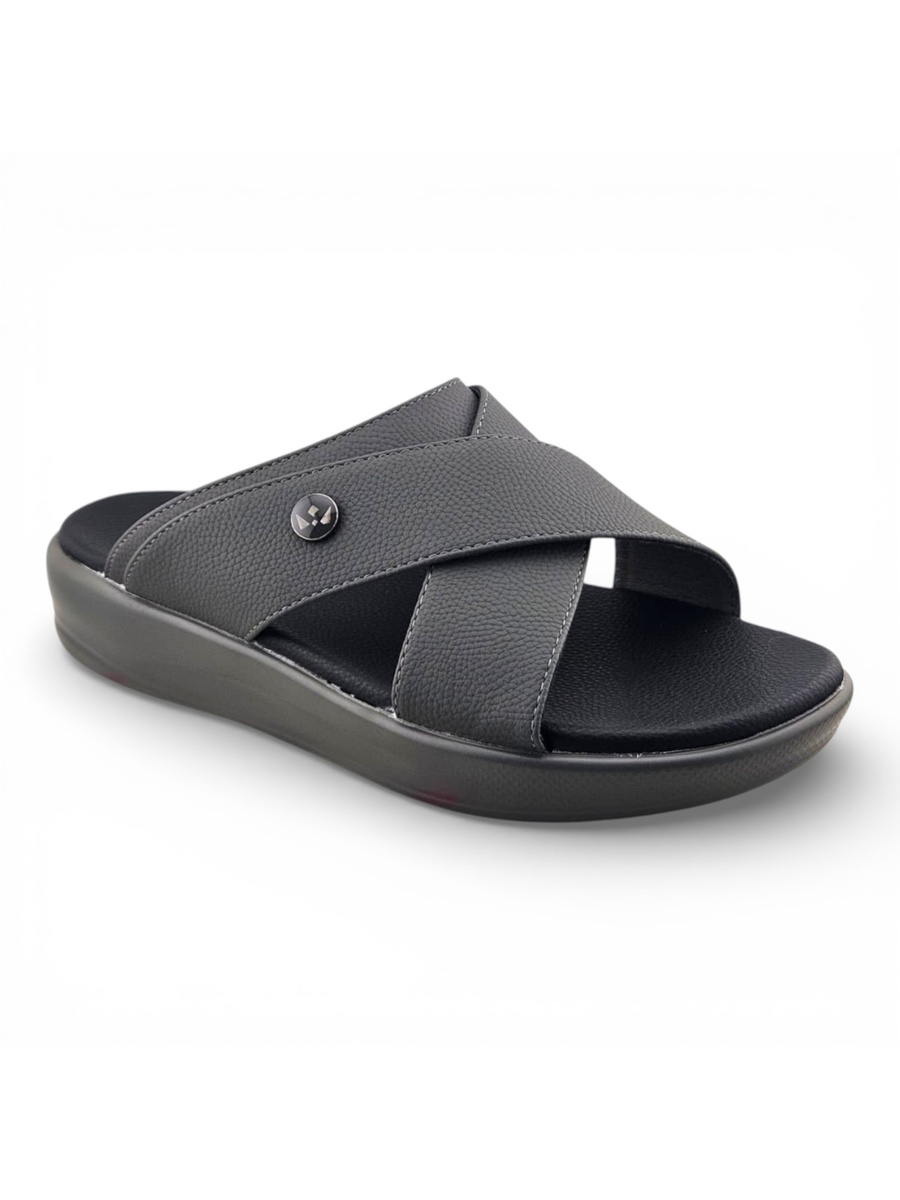 Men Grey Comfort Cross-Strap Sandals