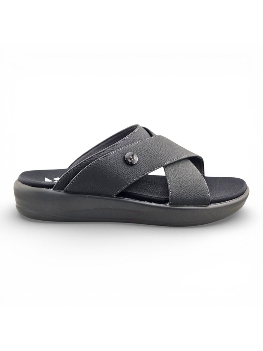 Men Grey Comfort Cross-Strap Sandals