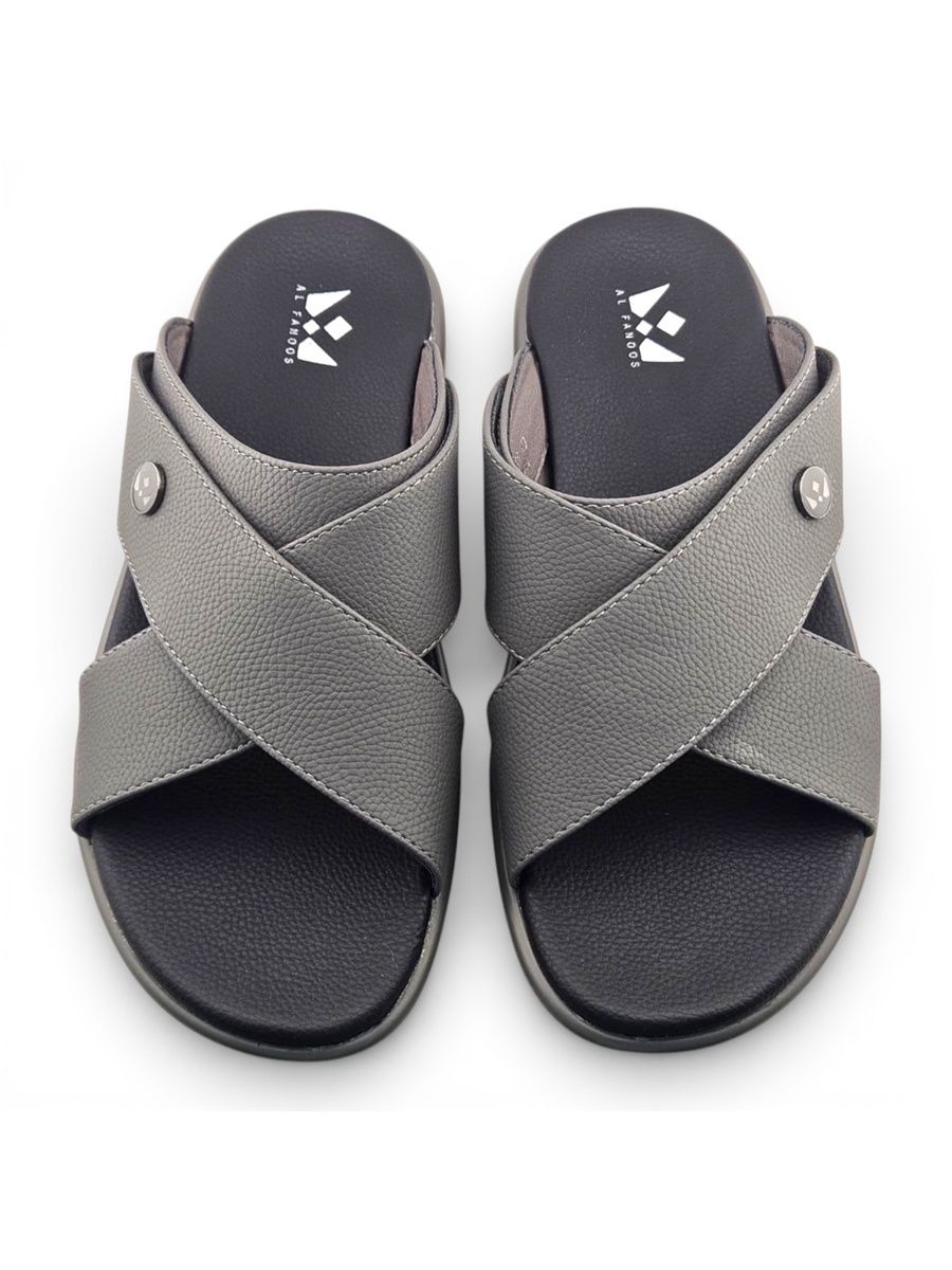 Men Grey Comfort Cross-Strap Sandals