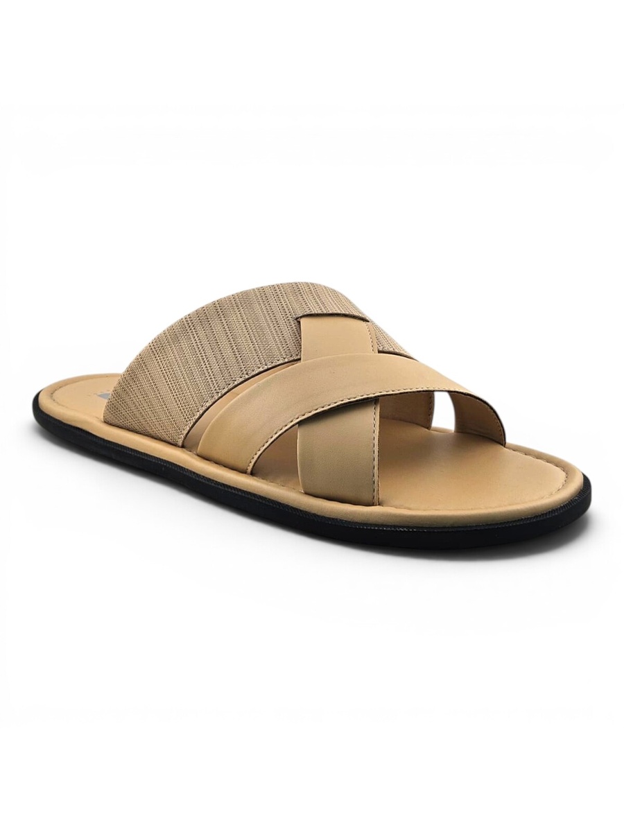 Men Beige Cross-Strap Casual Sandals
