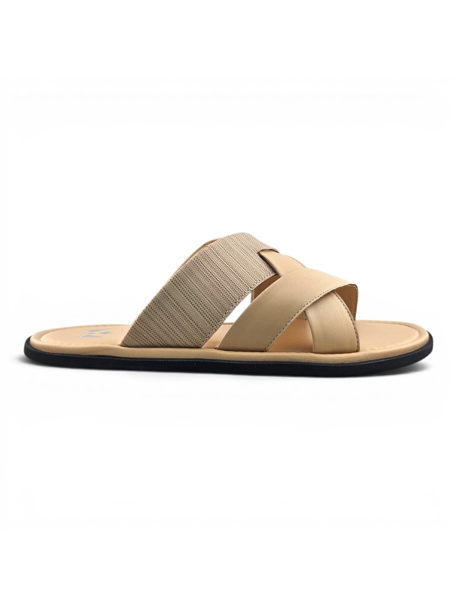 Men Beige Cross-Strap Casual Sandals