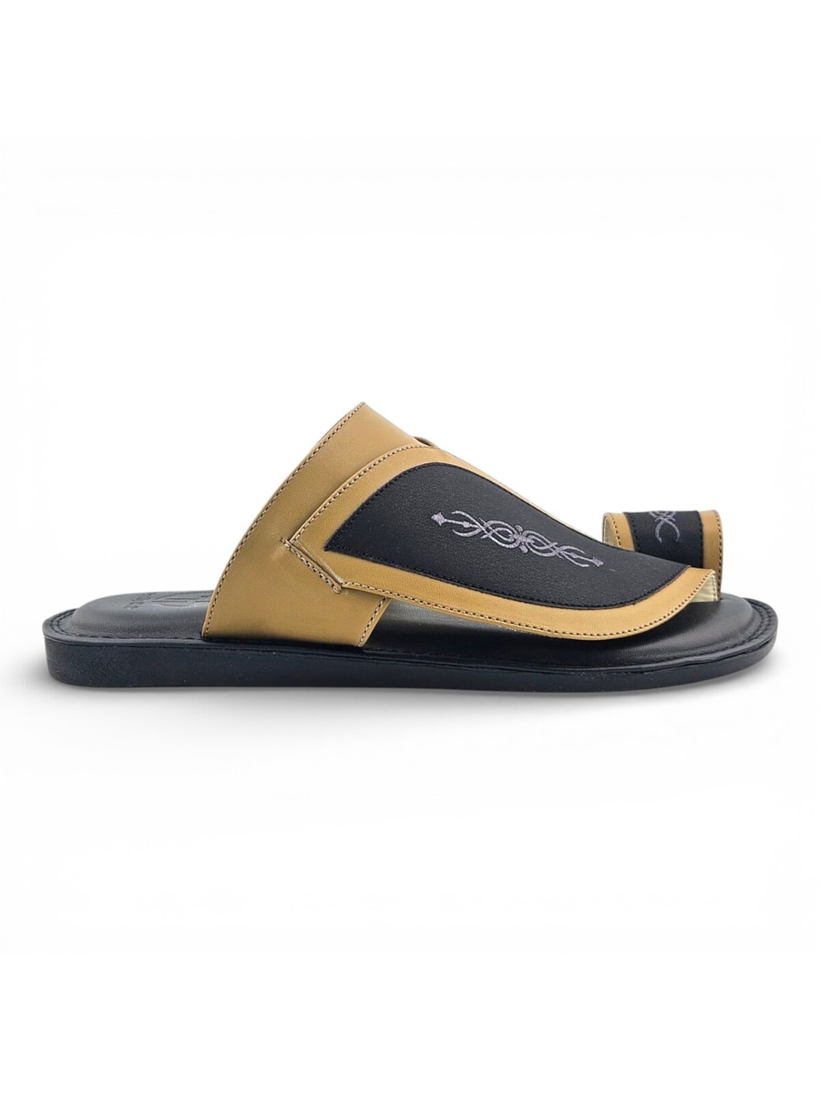 Men Black Arabic Sandals with Embroidery