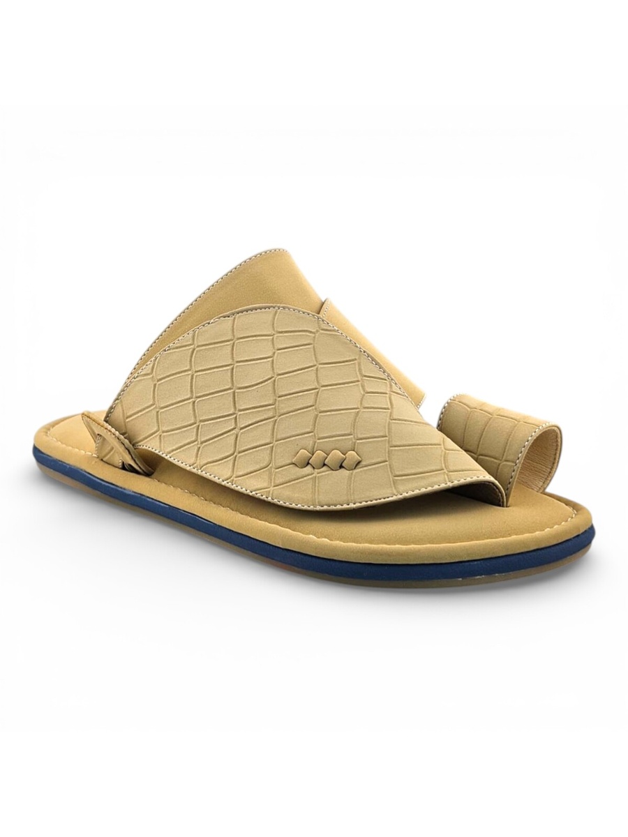 Beige Croc Embossed Arabic Sandals