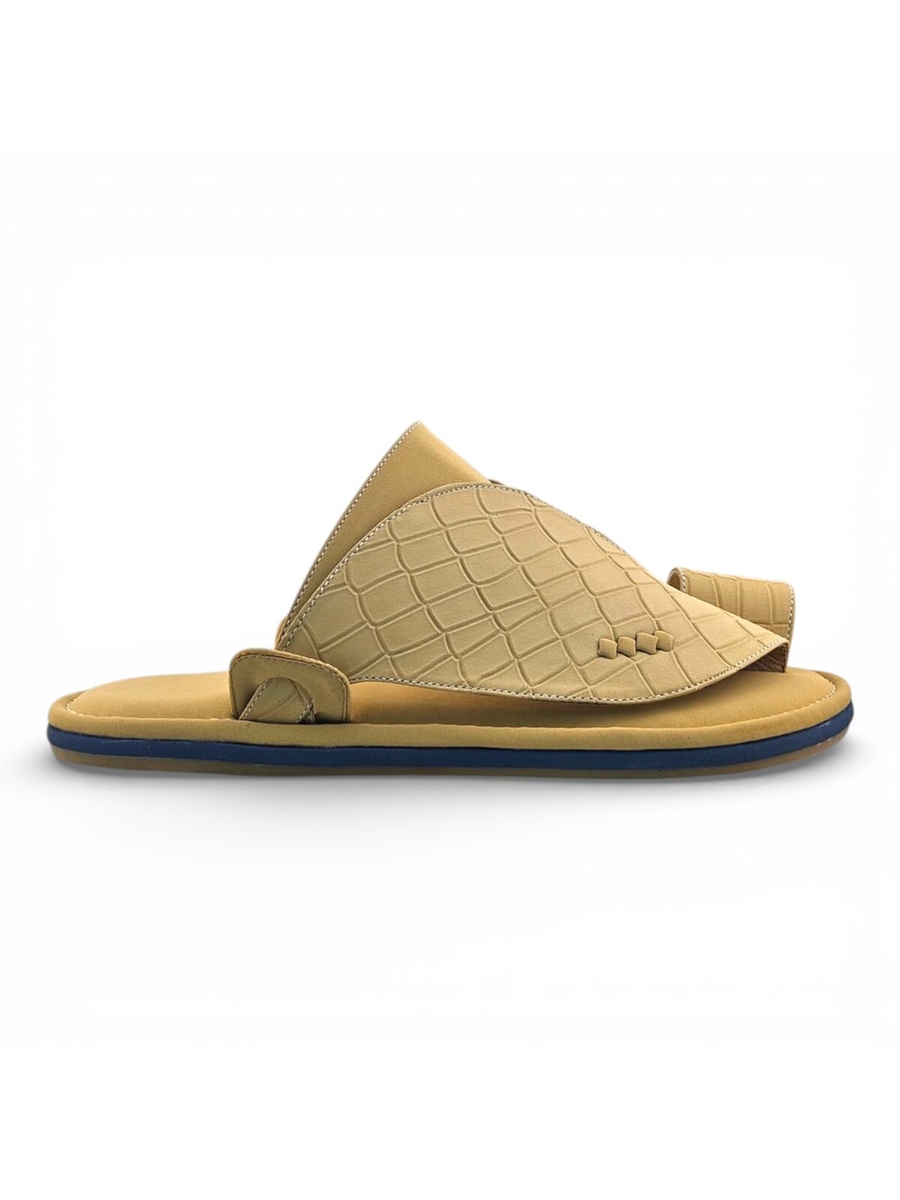 Beige Croc Embossed Arabic Sandals