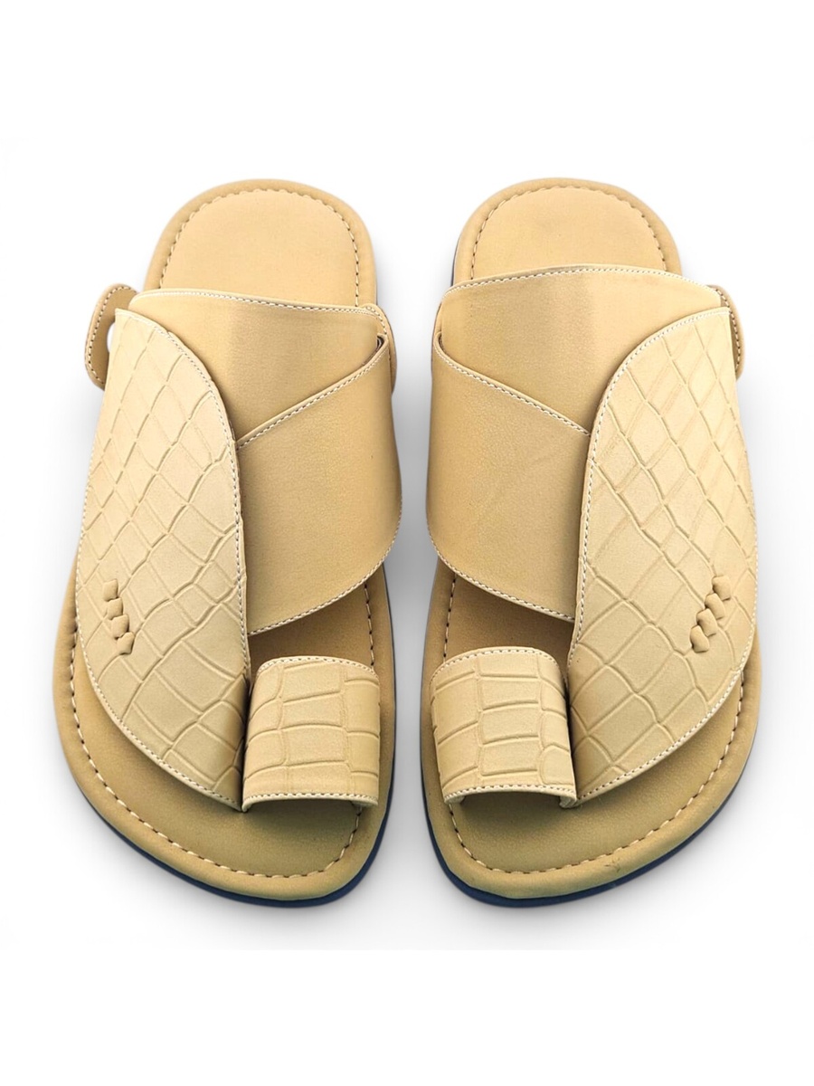 Beige Croc Embossed Arabic Sandals