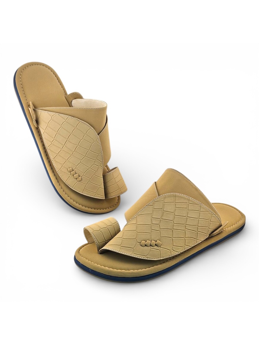Beige Croc Embossed Arabic Sandals