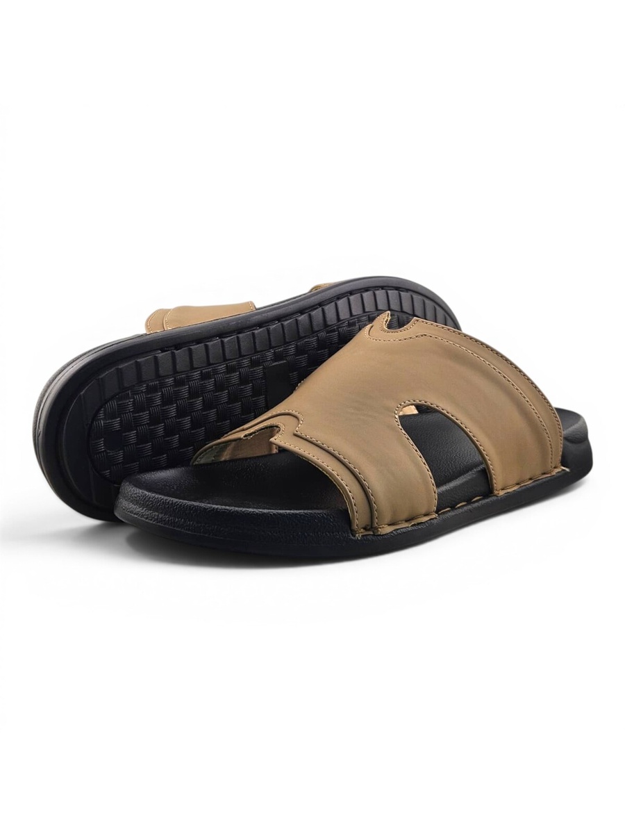 Men Khaki Comfort Slide Sandals