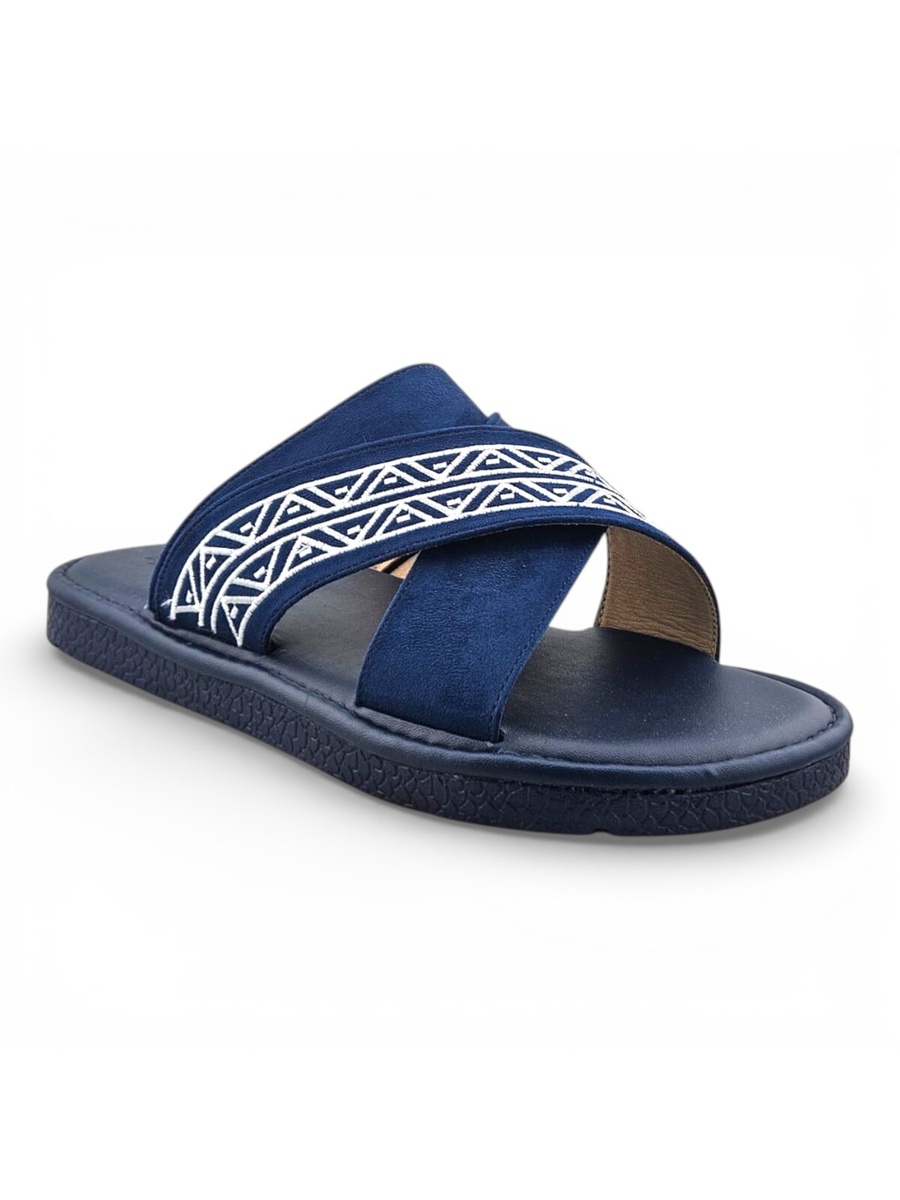 Men Navy Blue Arabic Sandals with Geometric Strap