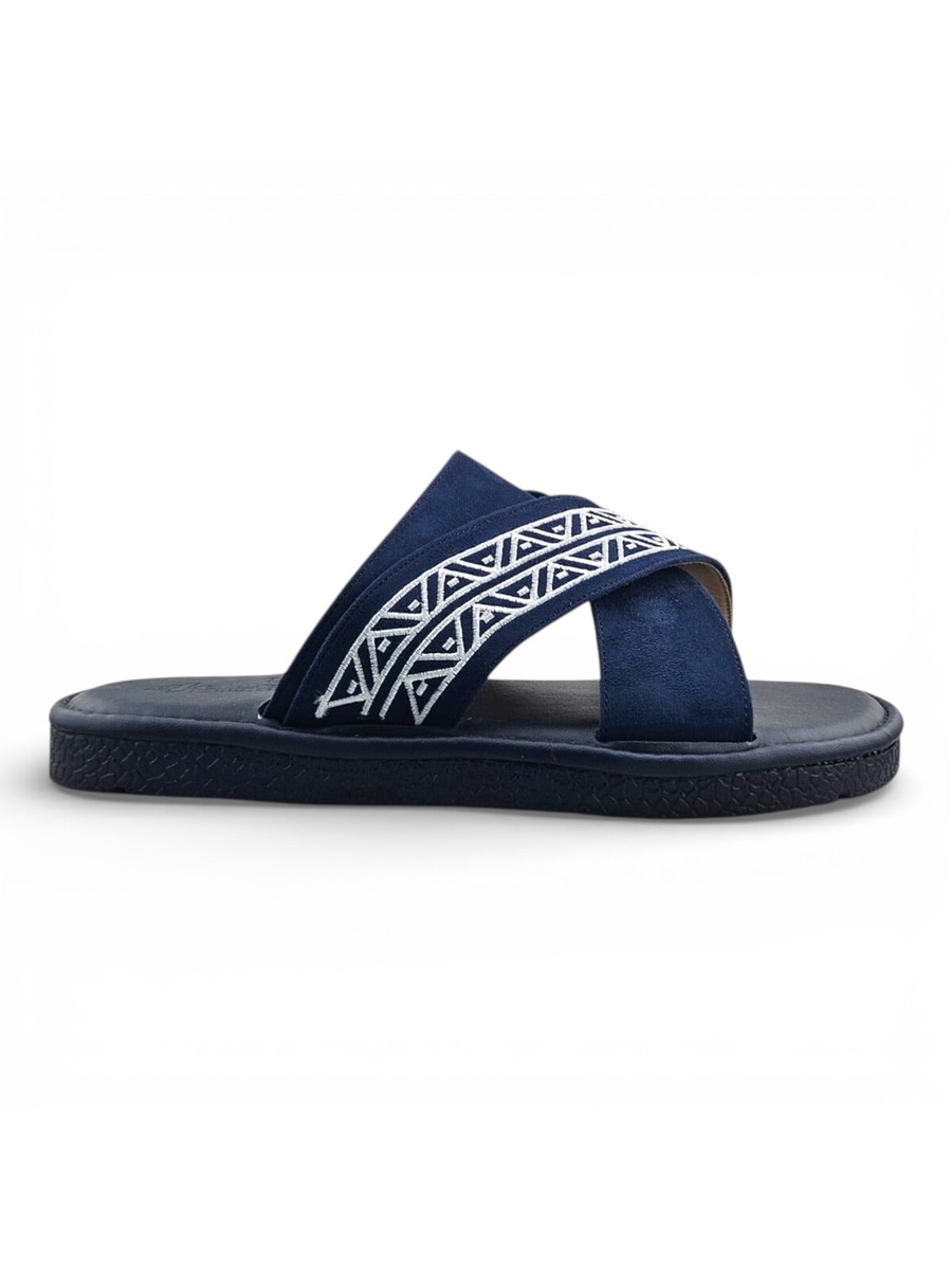 Men Navy Blue Arabic Sandals with Geometric Strap