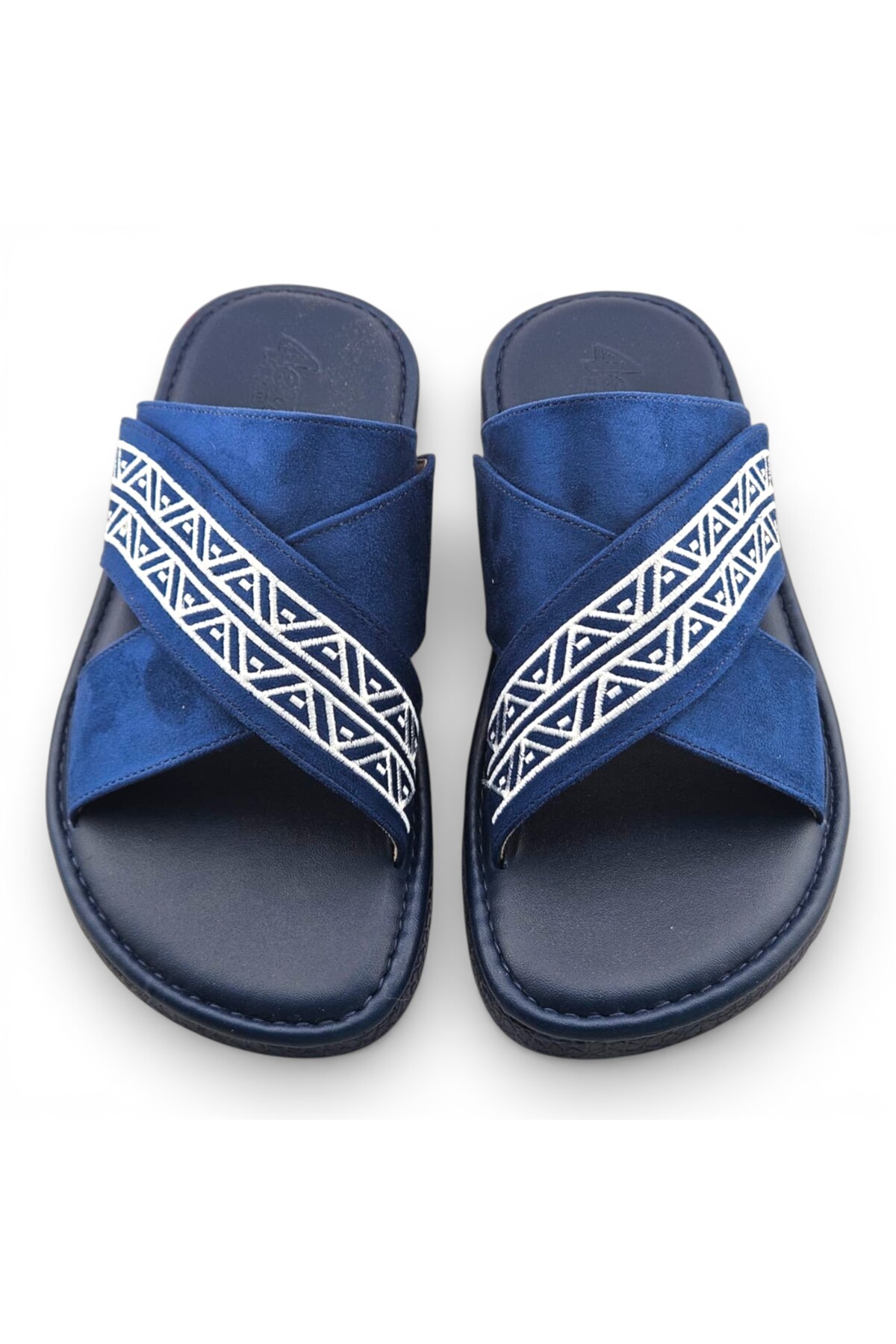 Men Navy Blue Arabic Sandals with Geometric Strap