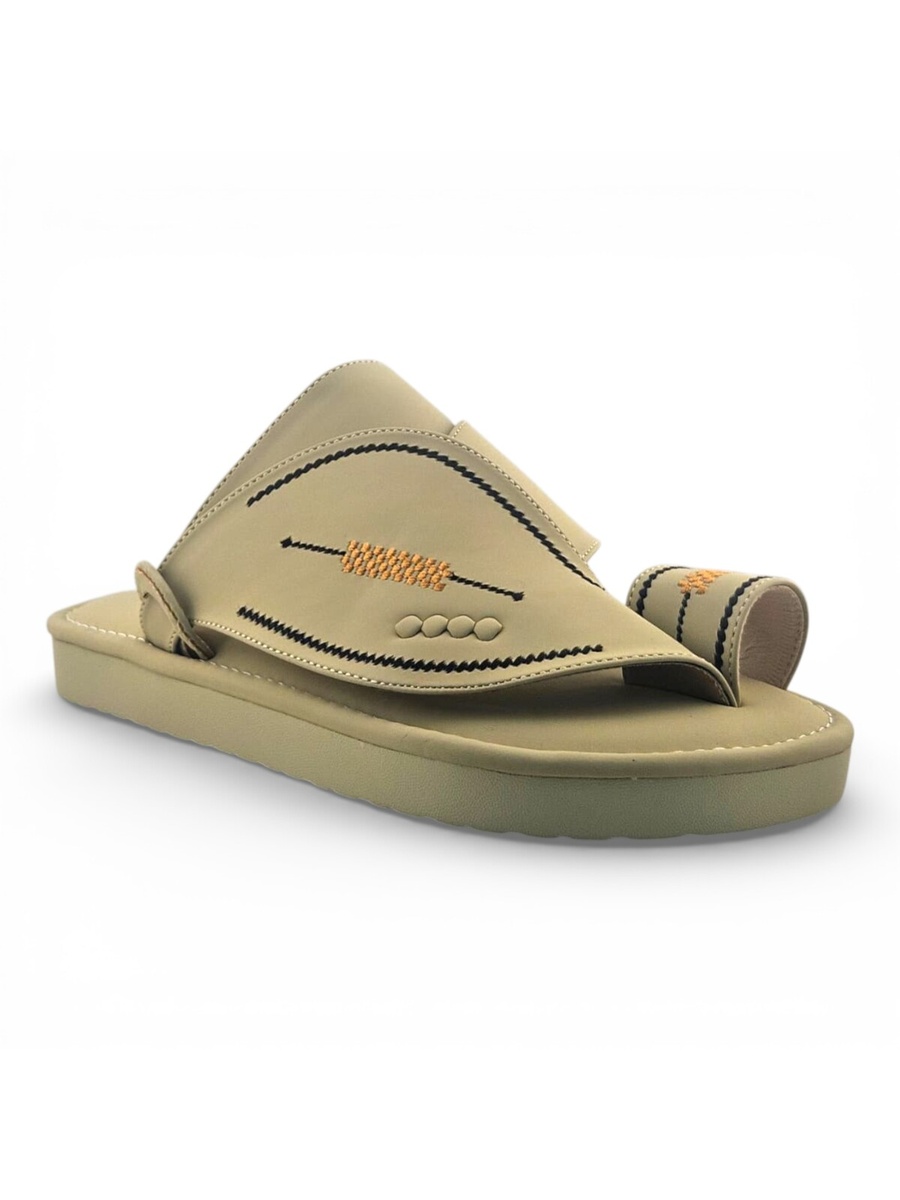 Men Cream Arabic Sandals - Traditional Comfort Slip-Ons