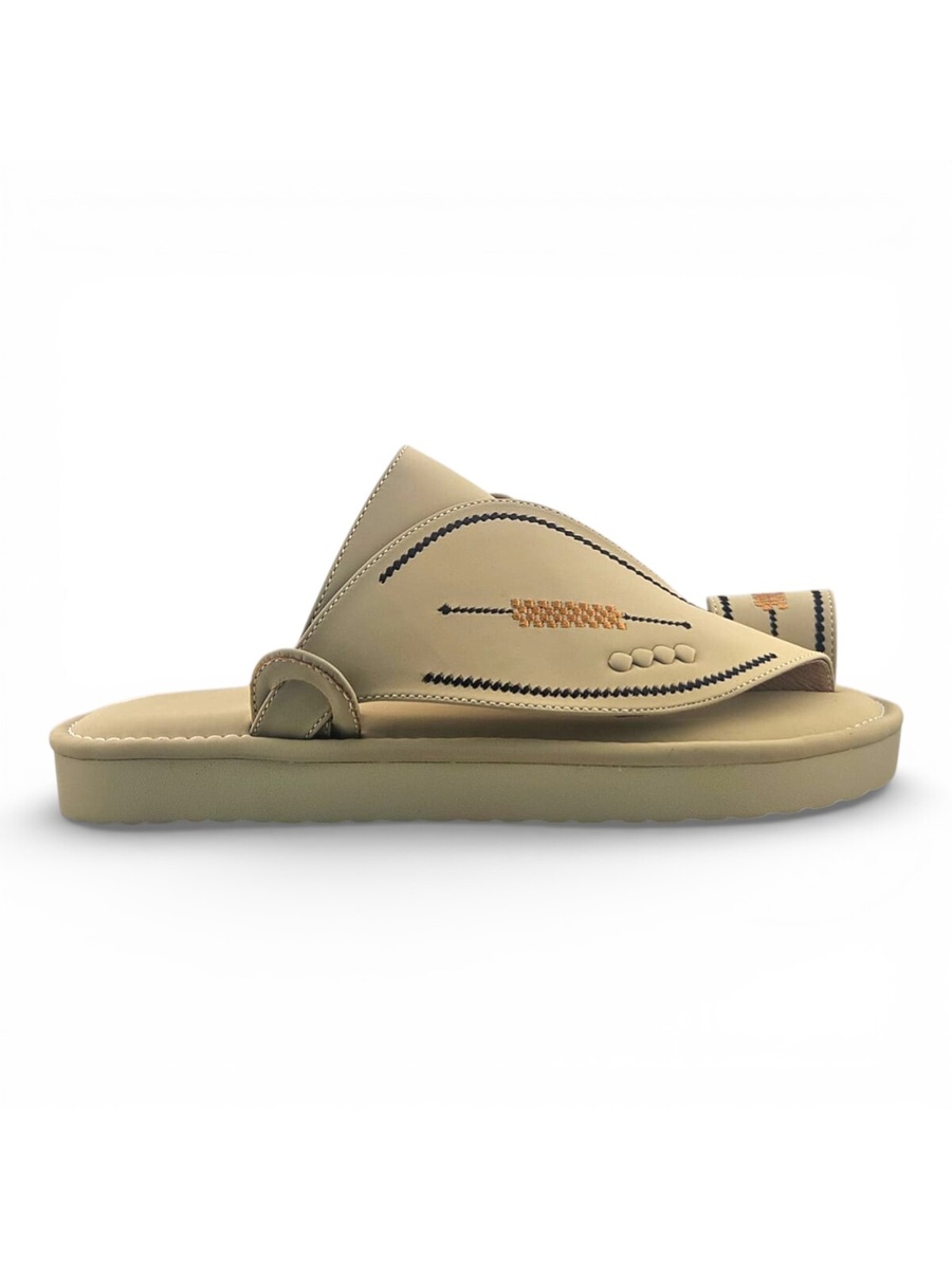 Men Cream Arabic Sandals - Traditional Comfort Slip-Ons