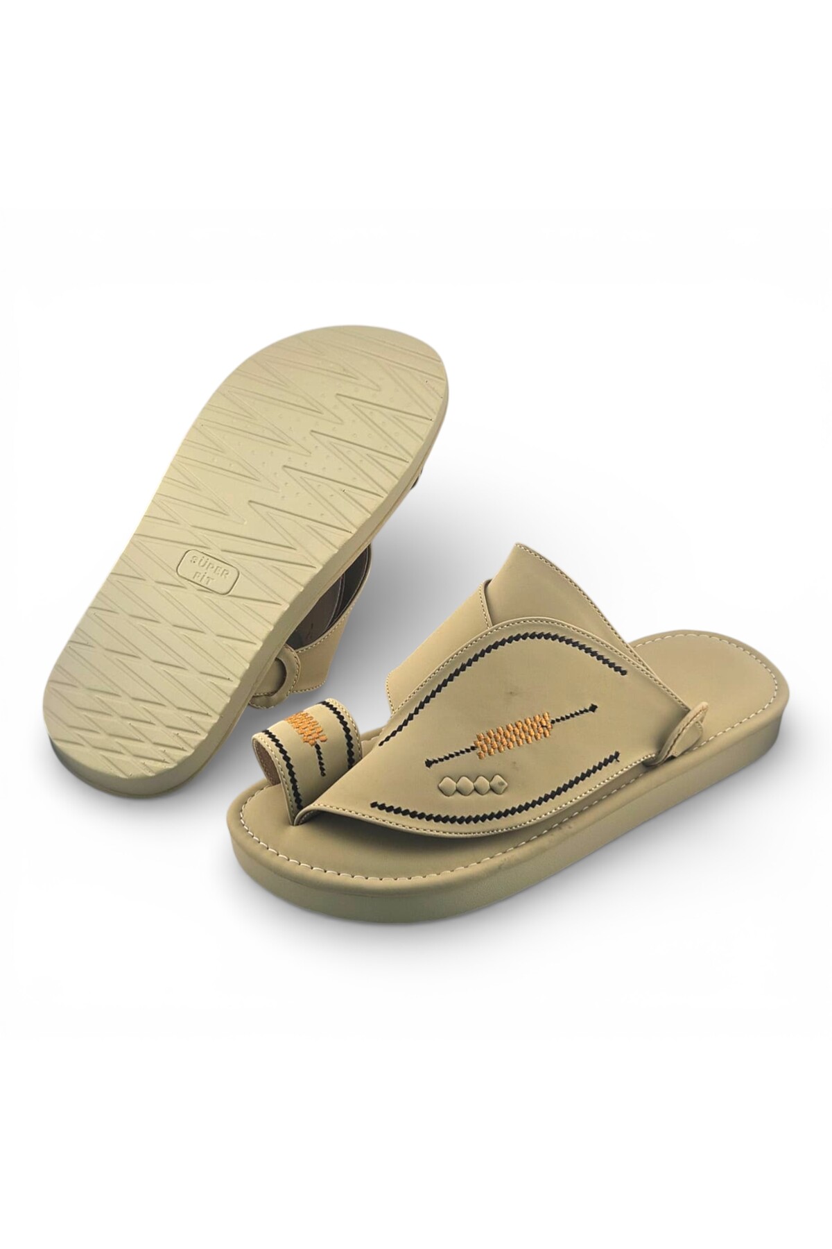 Men Cream Arabic Sandals - Traditional Comfort Slip-Ons