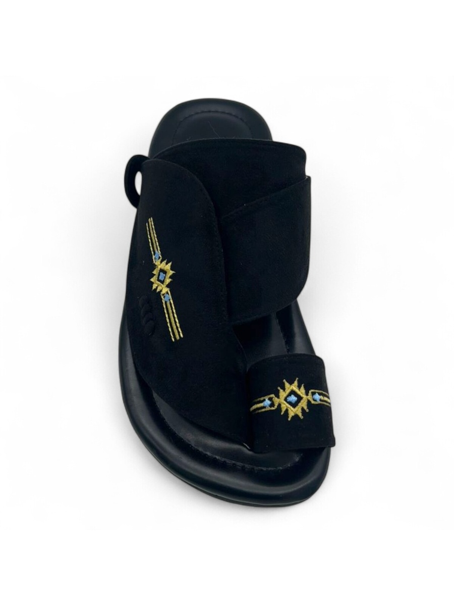Black Embroidered Casual Sandals