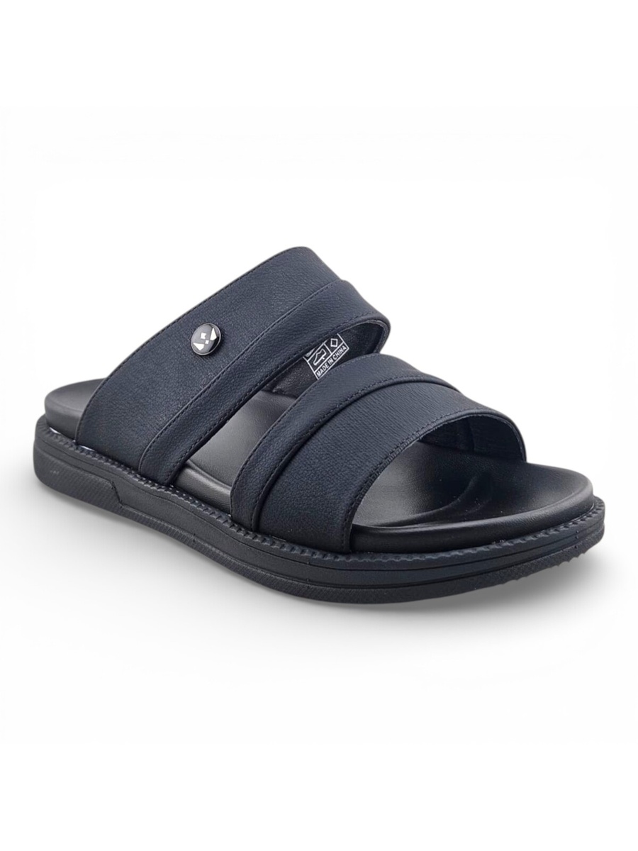 Men Black Comfort Slide Sandals - Everyday Casual Footwear