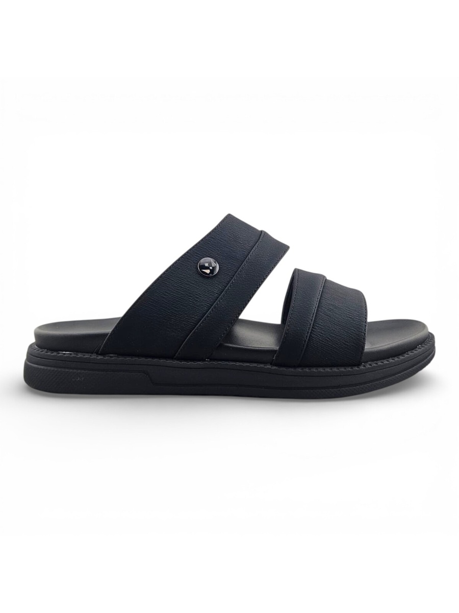 Men Black Comfort Slide Sandals - Everyday Casual Footwear
