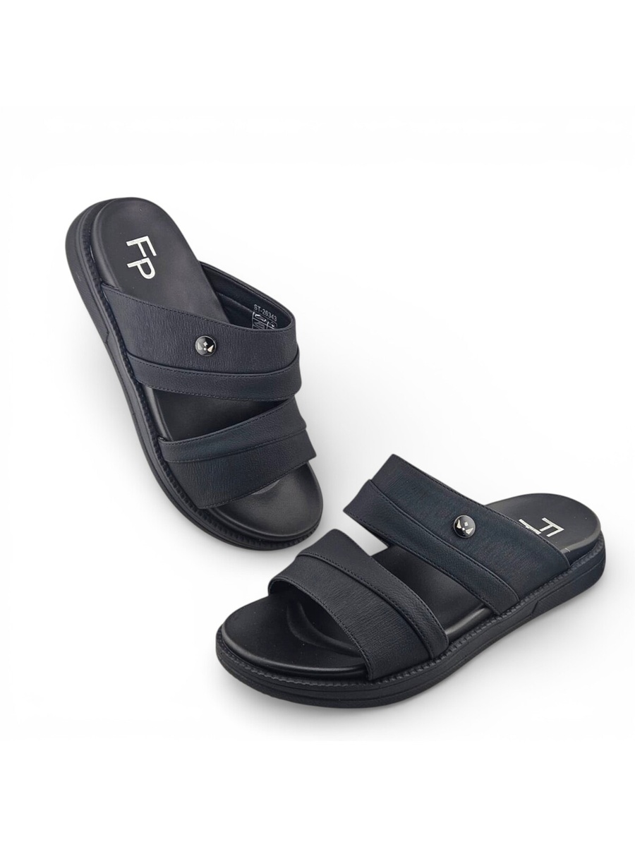 Men Black Comfort Slide Sandals - Everyday Casual Footwear
