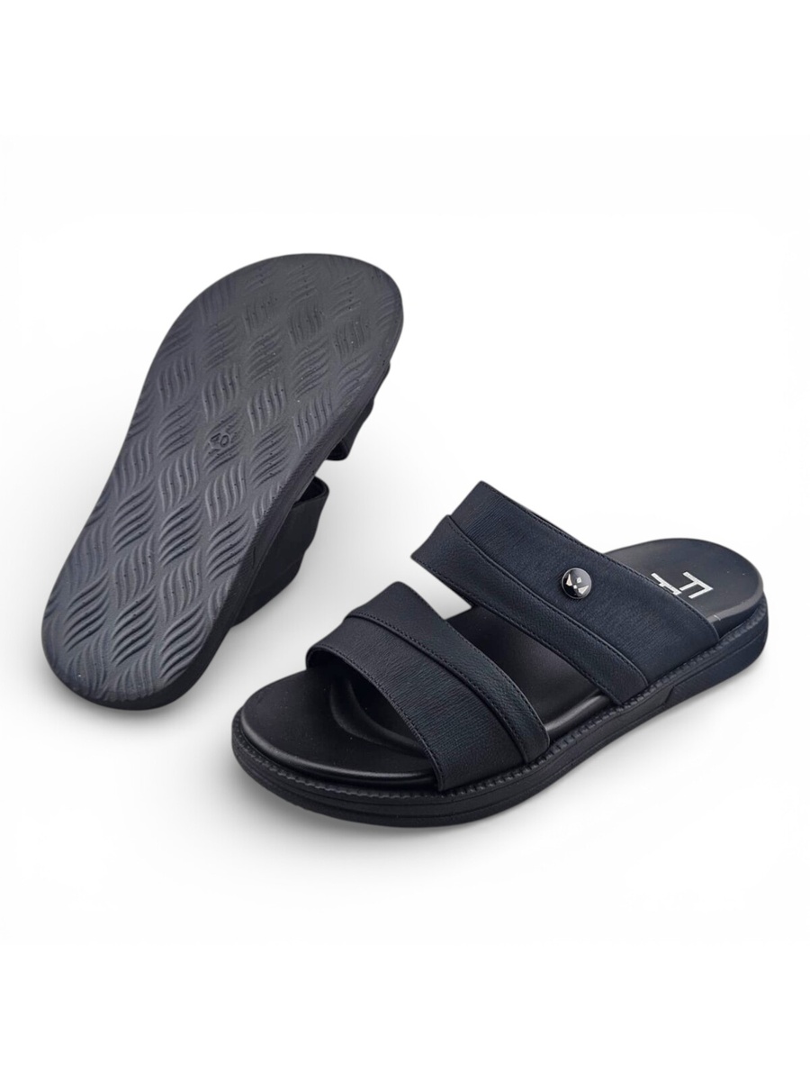Men Black Comfort Slide Sandals - Everyday Casual Footwear