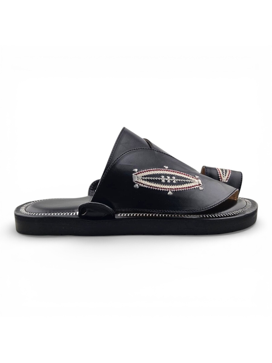 Men Black Leather Arabic Sandals