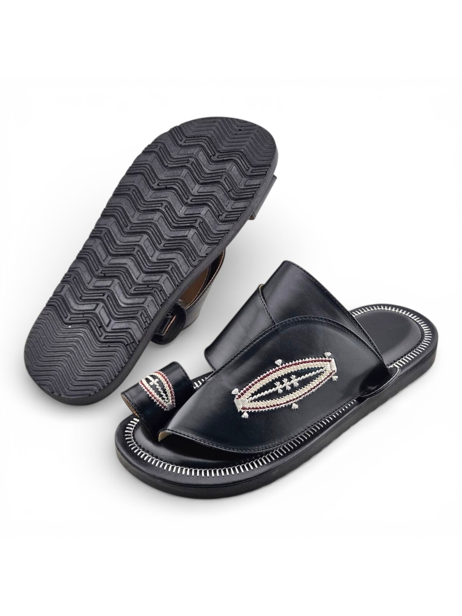 Men Black Leather Arabic Sandals