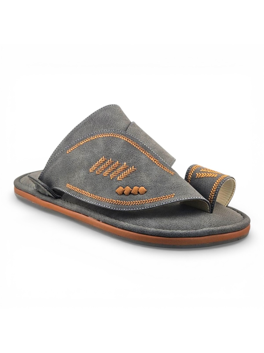 Men Grey Embellished Arabic Sandals