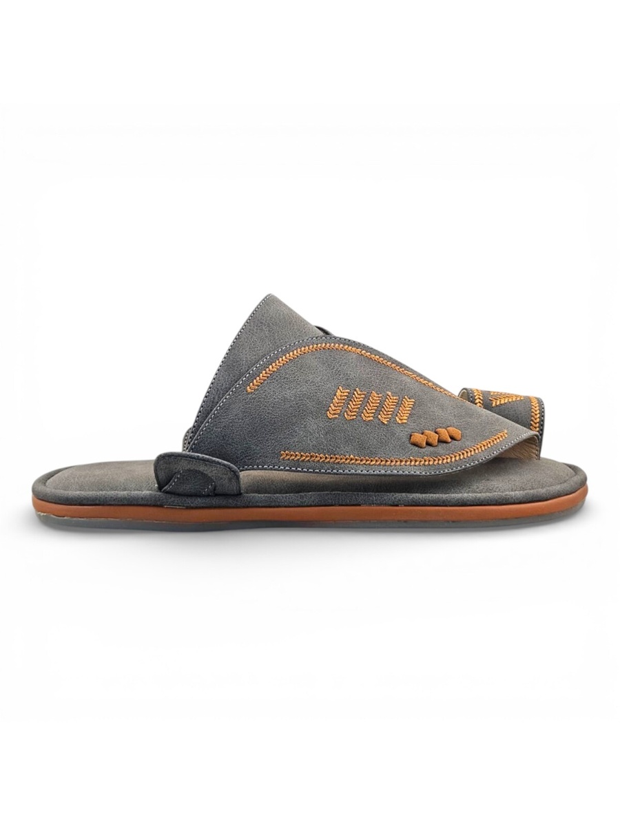 Men Grey Embellished Arabic Sandals