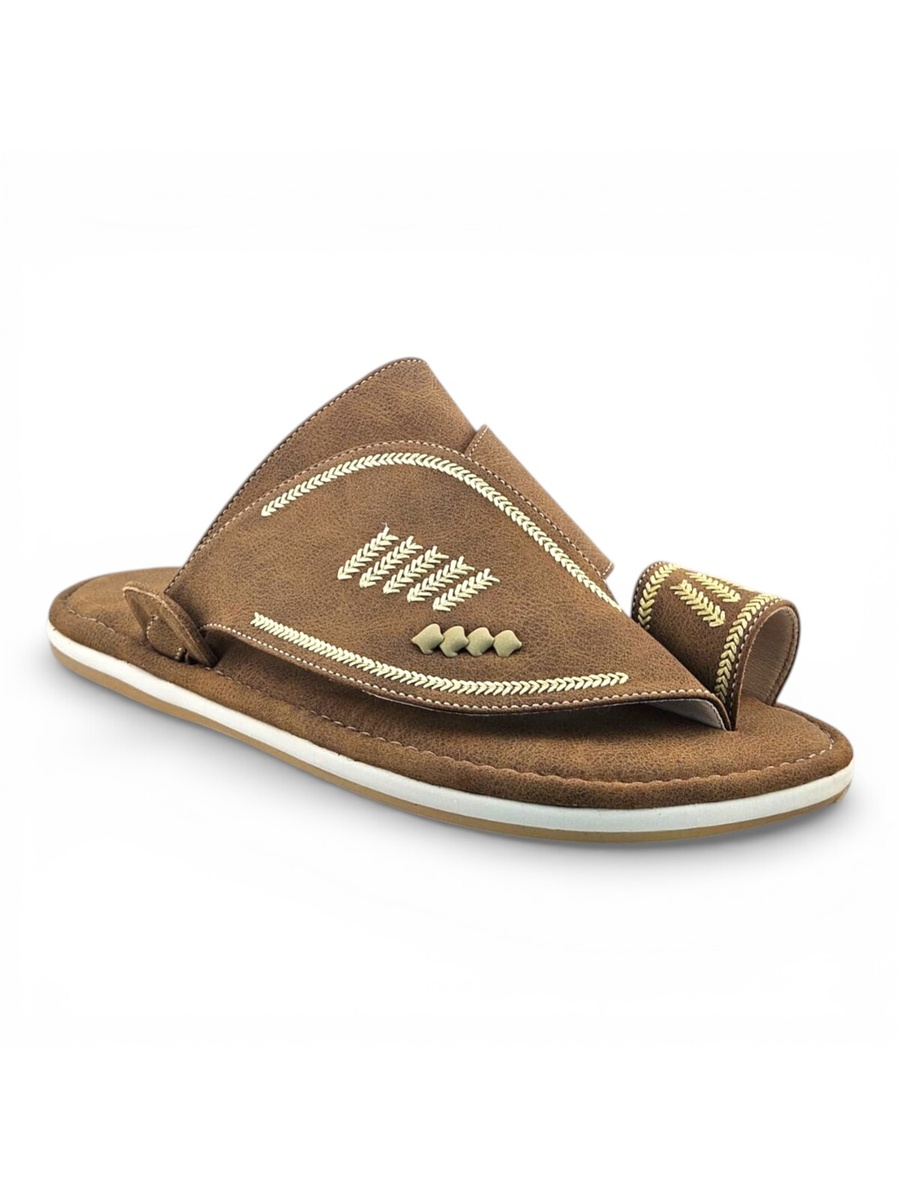 Tan Arabic Men Sandals with Embroidery