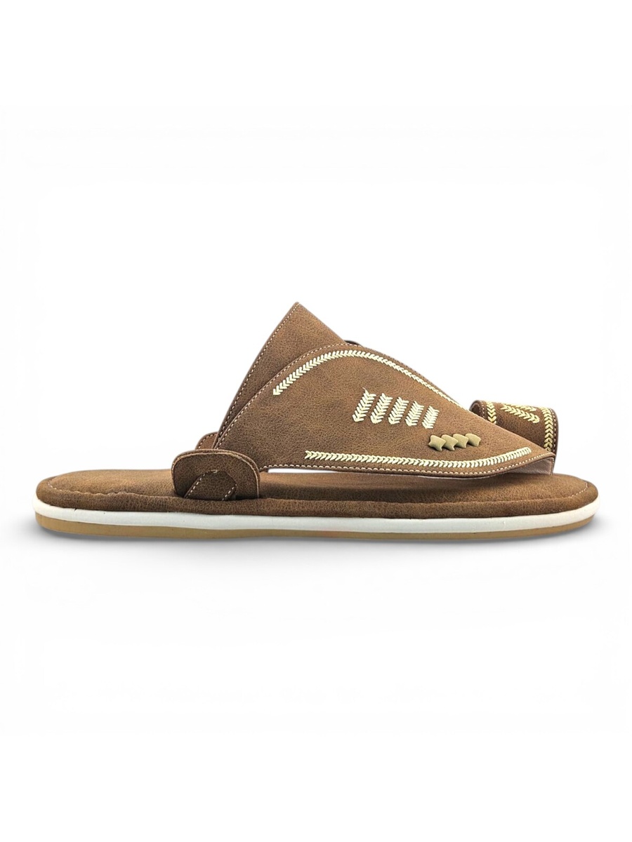 Tan Arabic Men Sandals with Embroidery