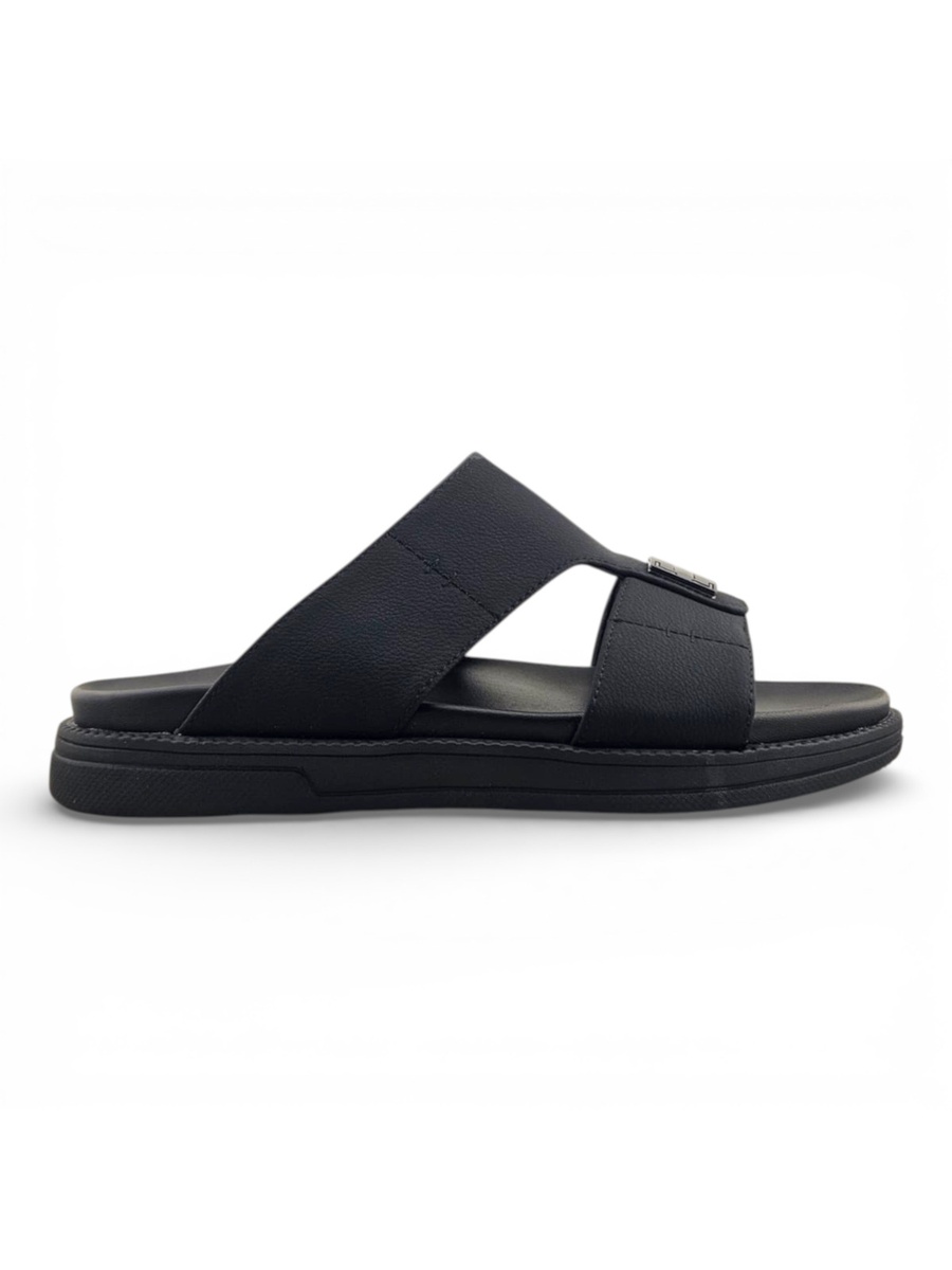 Men Black Leather Casual Sandals