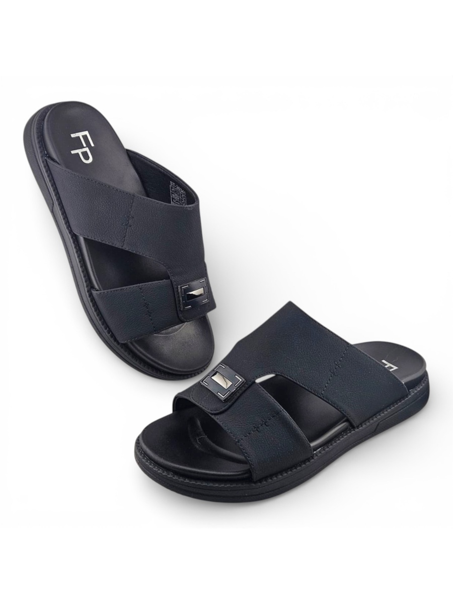 Men Black Leather Casual Sandals