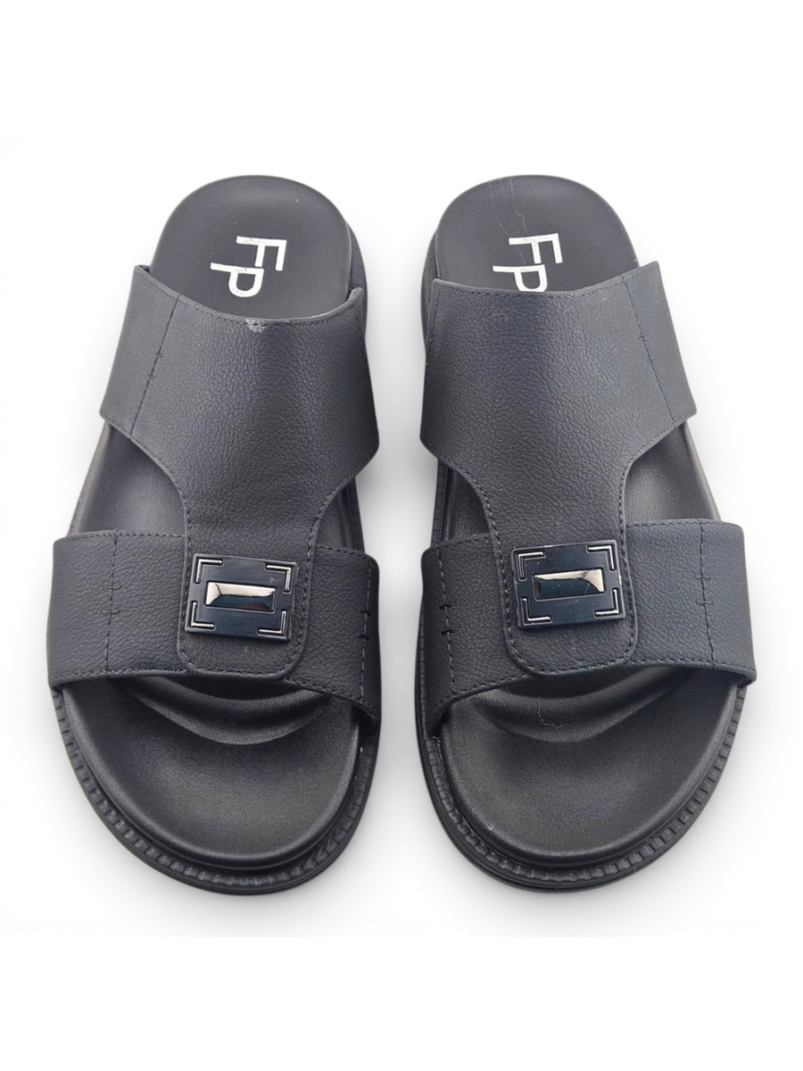 Men Black Leather Casual Sandals