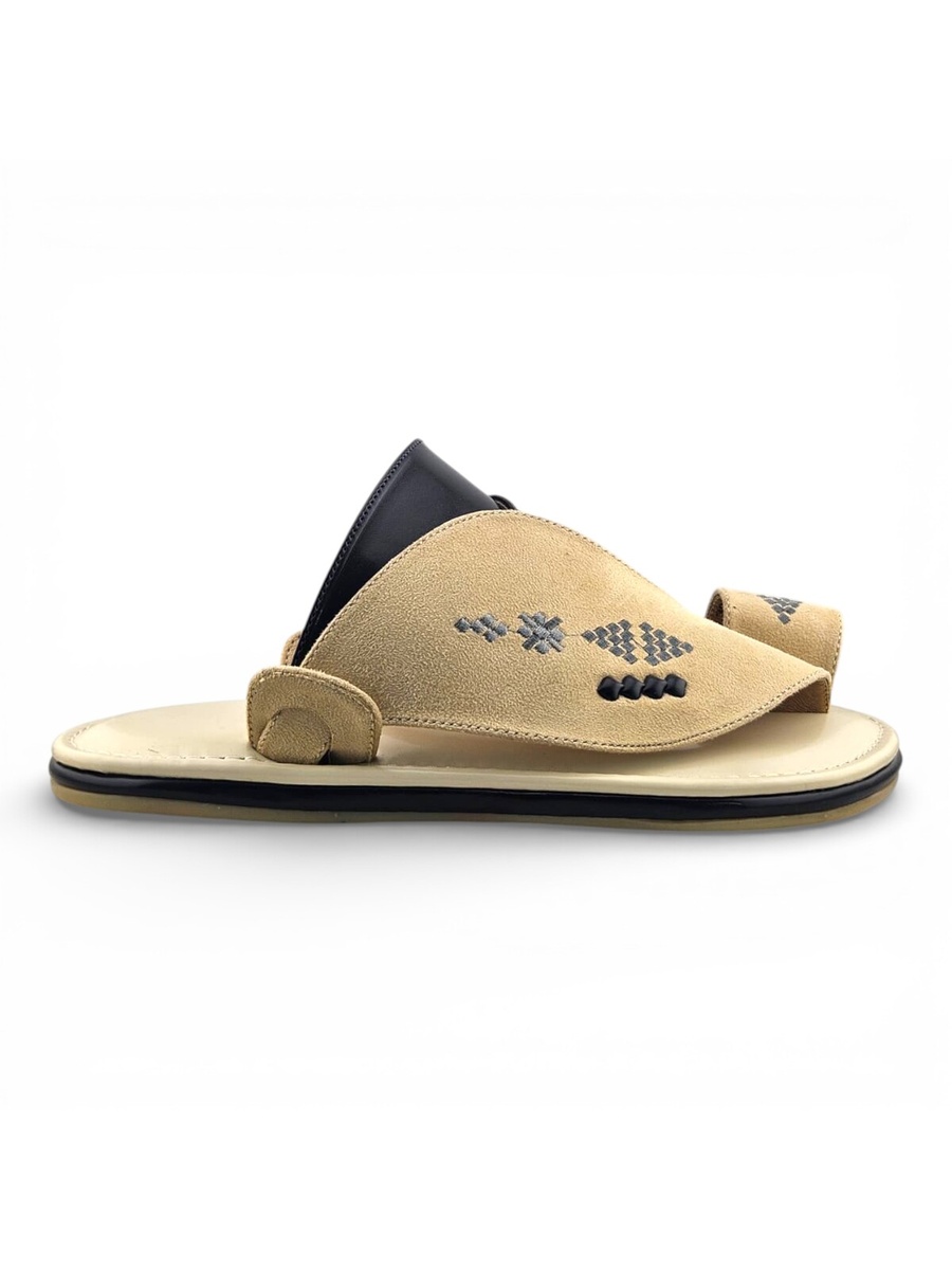 Beige Embroidered Arabic Sandals