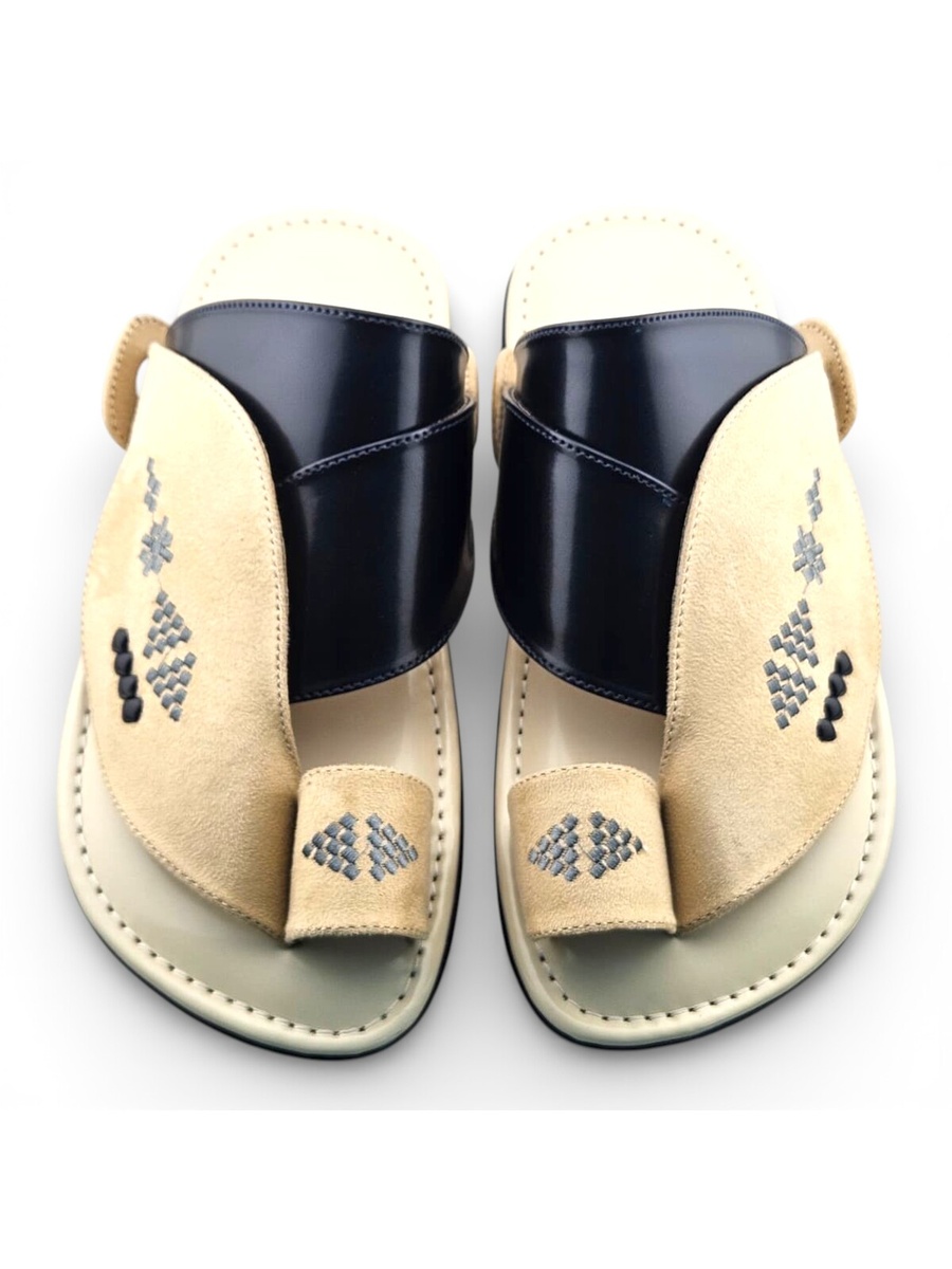 Beige Embroidered Arabic Sandals