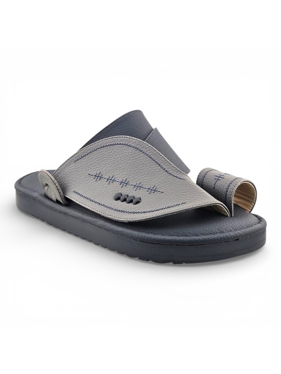 Grey Embroidered Arabic Sandals
