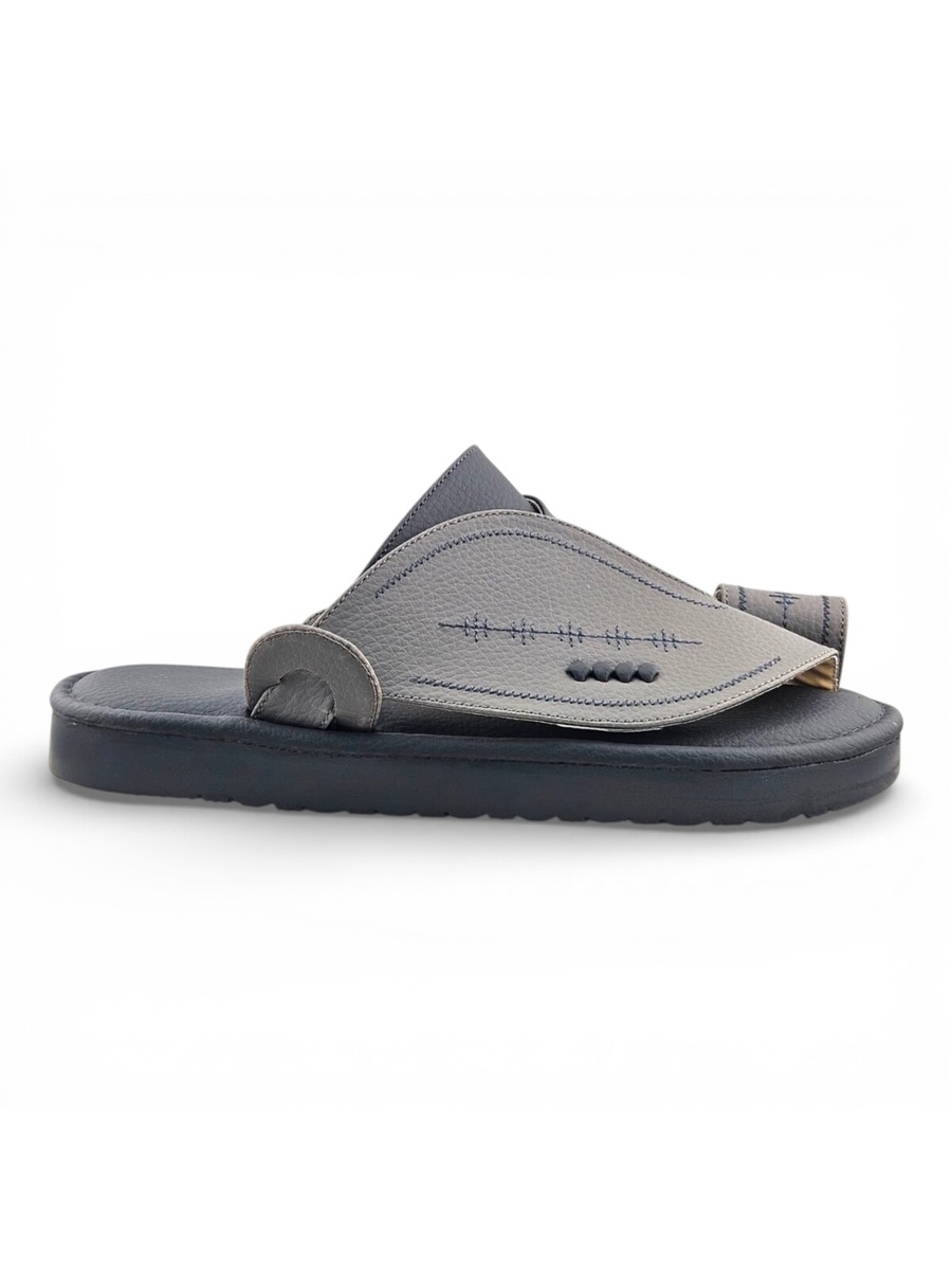 Grey Embroidered Arabic Sandals