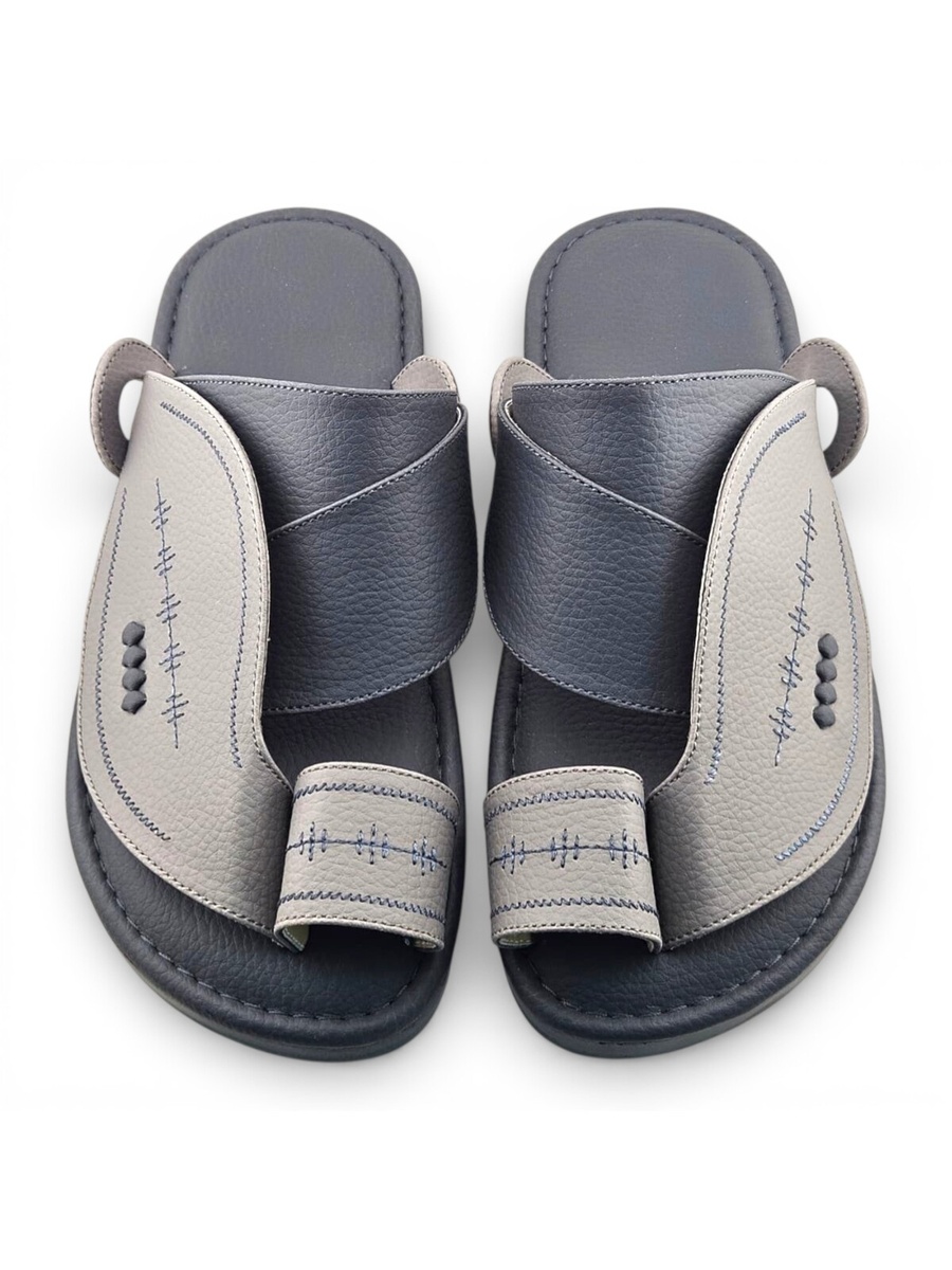 Grey Embroidered Arabic Sandals