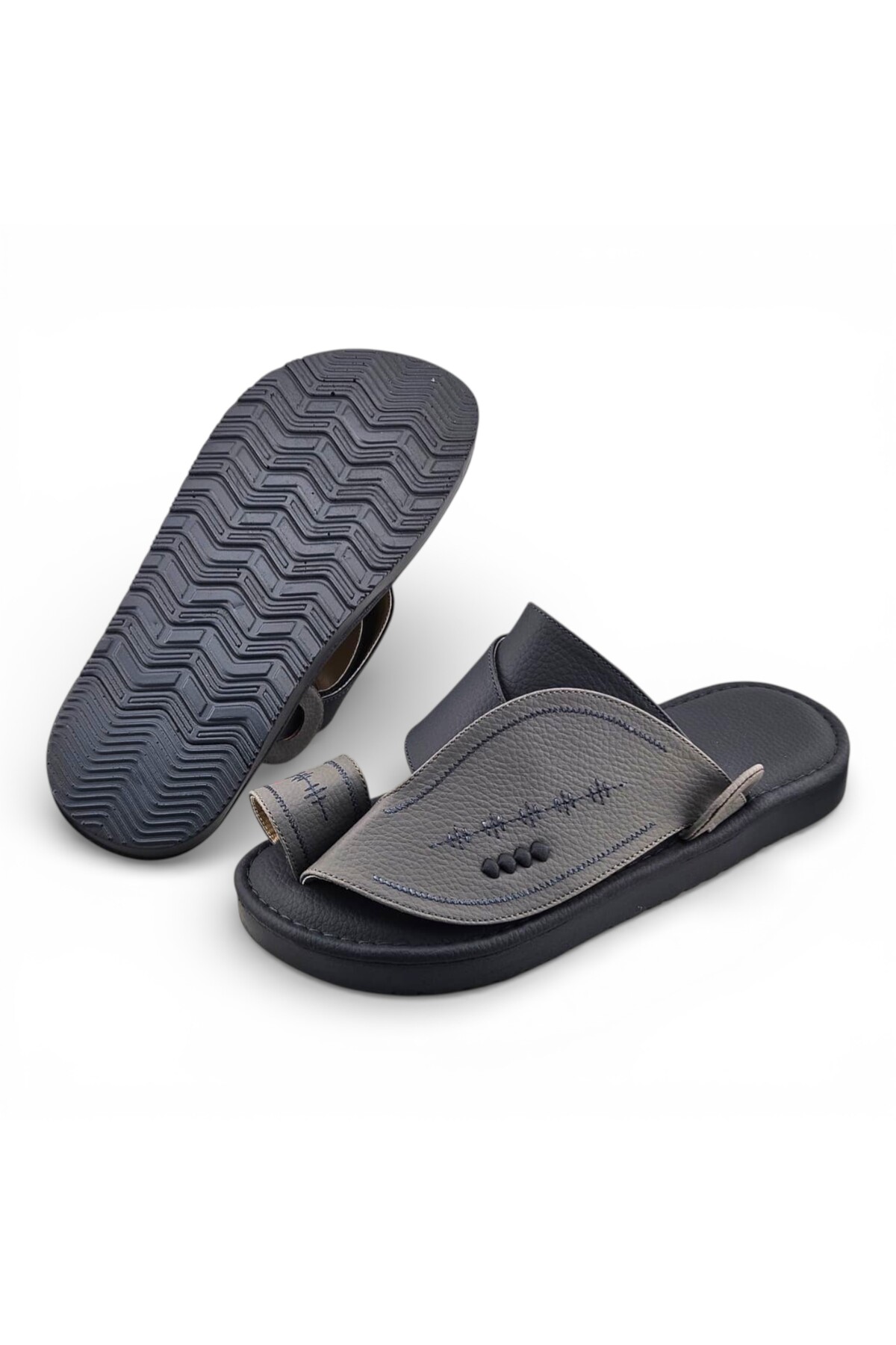 Grey Embroidered Arabic Sandals